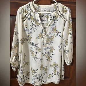 Maurices Cream Blouse with Floral Print